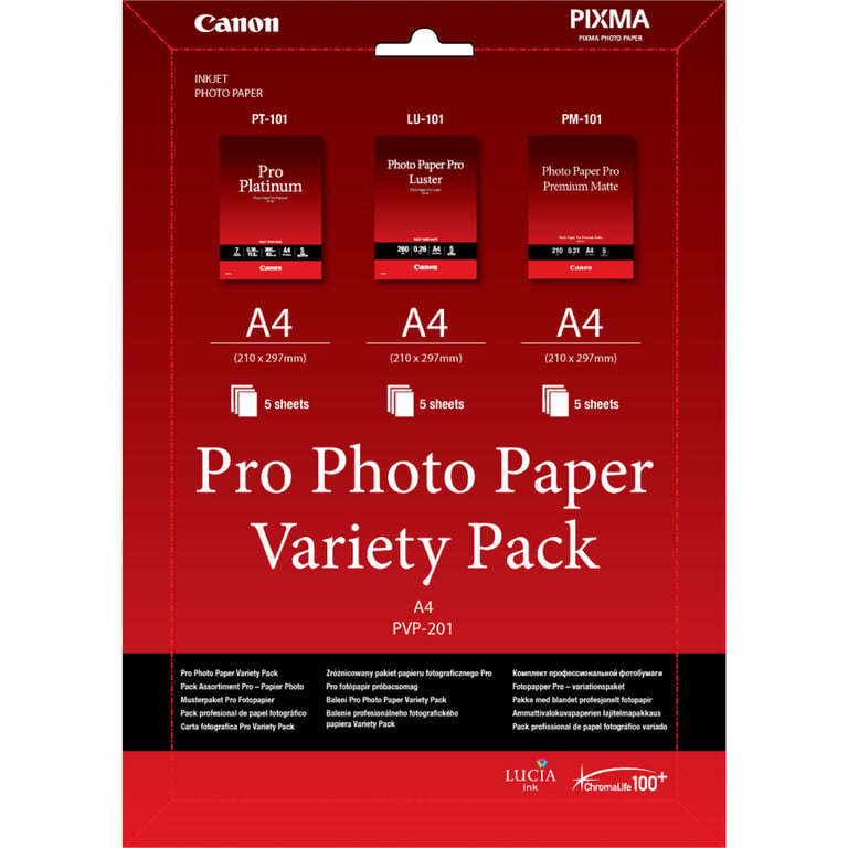 Canon Pack variété de papier photo A4 Pro PVP 201 15 feuilles Neuf