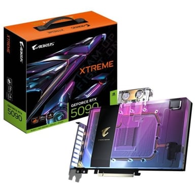 GIGABYTE AORUS GeForce RTX 5090 XTREME WATERFORCE WB 32G Scheda Grafica - 32 GB GDDR7 512 bit PCI-E 5.0 2655 MHz Frequenza Base 3 x DP 2.1a 1 x HDMI 2.1b NVIDIA DLSS 4 GV-N5090AORUSX WB-32GD