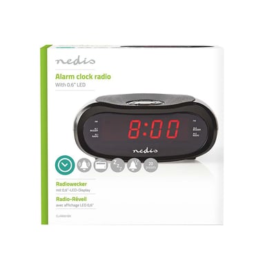 Nedis Despertador Digital LED AM / FM Doble Alarma con Función Snooze Negro