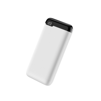 Jaym - Batterie de secours 10.000 mAh premium avec affichage digital - 2 USB-A OUT + 1 USB-C IN / OUT - Blanche