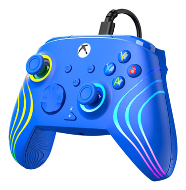 Controlador Turtle Beach Afterglow Wave Azul Controlador de juego RGB con cable - Licencia para Xbox Series XS, Xbox One y Windows - Botones programables, gatillos con efecto Hall, controles de audio