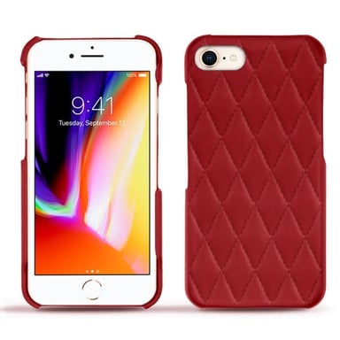 Coque cuir Apple iPhone 8 - Coque arrière - Rouge - Cuir lisse couture