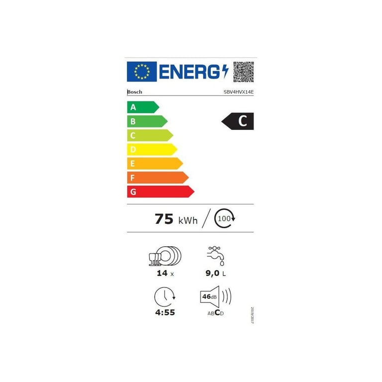 Lave-vaisselle tout intégrable Bosch SBV4HVX14E 14 couverts 46 dB Home Connect Acier inox - Neuf