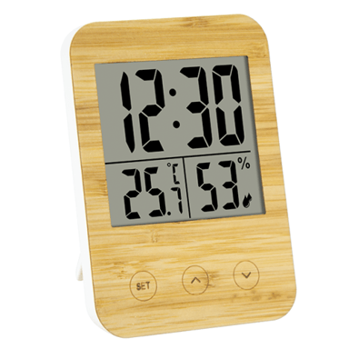 Reloj - Termómetro - Higrómetro digital Bambú