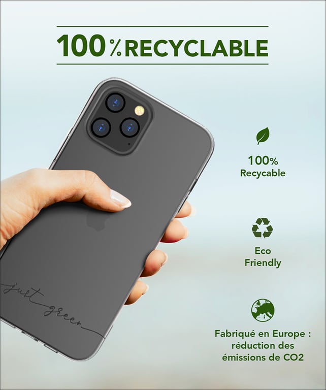 Coque iPhone 12 Pro Max Infinia Transparente - 100 % Recyclable Just Green