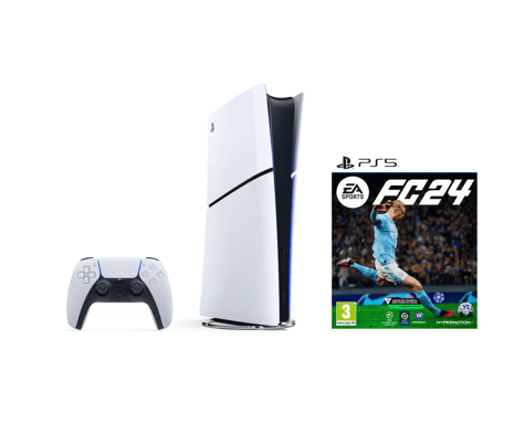 Pack PS5 Slim & EA Sports FC 24 - Sony PlayStation 5 Slim Digital 1,02 TB Wifi Negro, Blanco