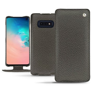 Housse cuir Samsung Galaxy S10E -  - Gris - Cuir grainé