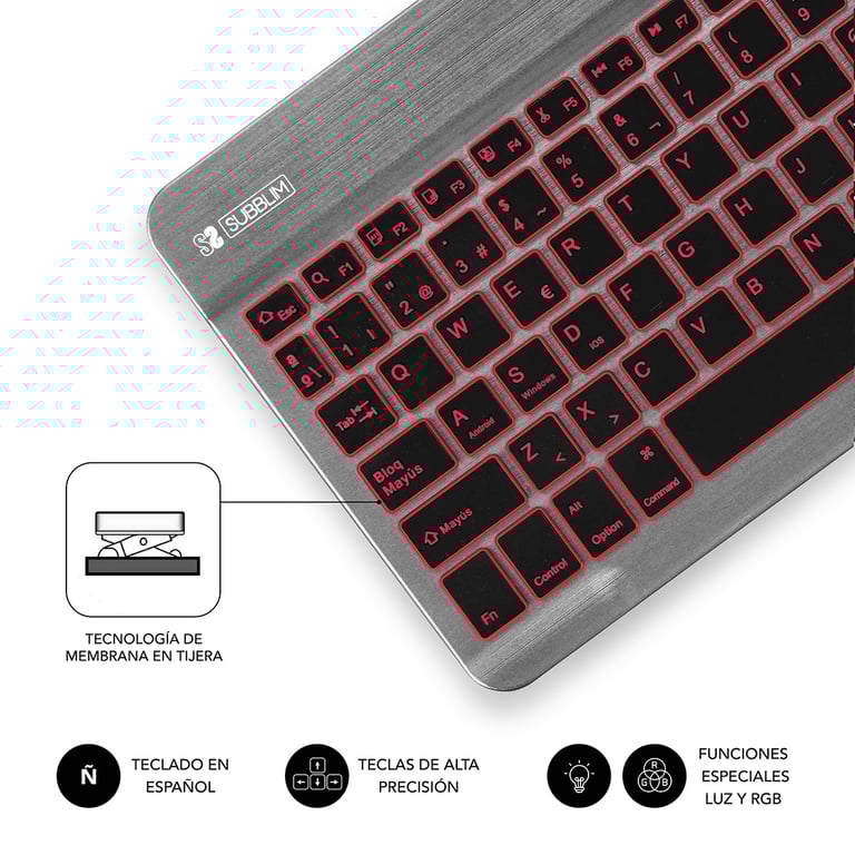 SUBBLIM TECLADO SMART BACKLIT BLUETOOTH QWERTY Espagnole Neuf - vue 2