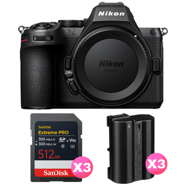 Cámara híbrida Nikon Z5 II + 3 SanDisk 512GB Extreme PRO UHS-II + 3 Nikon EN-EL15c + Ebook ''20 consejos para fotos que impactan''
