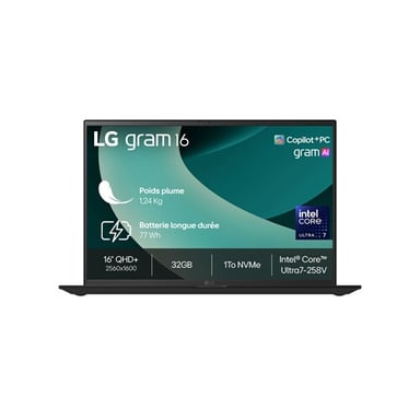PC Portátil LG Gram 16 16Z90TL-G.AU88F 16' Copilot+ Core Ultra 7 32 GB RAM 1 TB SSD Negro Obsidiana