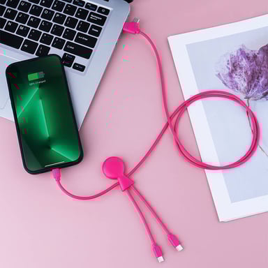 Câble Multi-Connecteurs En Plastique Recyclé Mr Bio Long 1M Xoopar Rose
