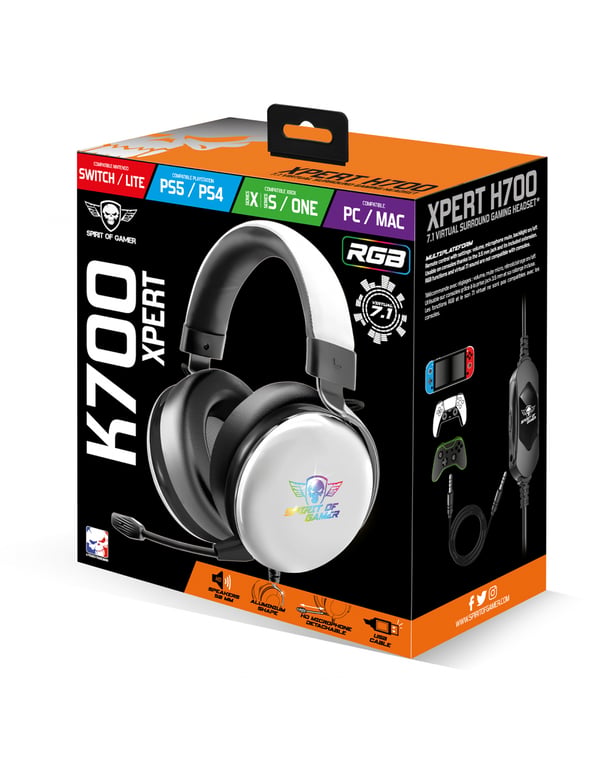 Casque Spirit of Gamer Xpert H700 – Son 7.1, LED RGB, Compatible PC et Consoles - vue 3