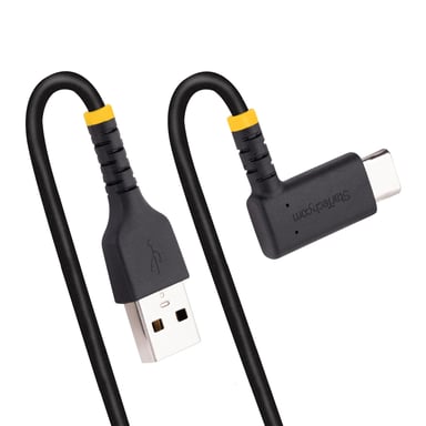 StarTech.com Cable de Carga USB-A a USB-C de 1m - Cable de Carga Rápida de Servicio Pesado USB Tipo C - Cable USB 2.0 - Cable USB Tipo C Acodado - Res