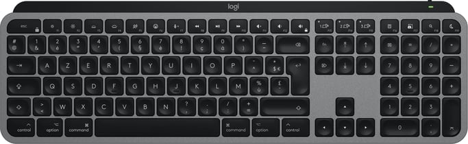 Logitech Master MX Keys S for Mac teclado Oficina RF Wireless + Bluetooth AZERTY Francés Aluminio, Negro