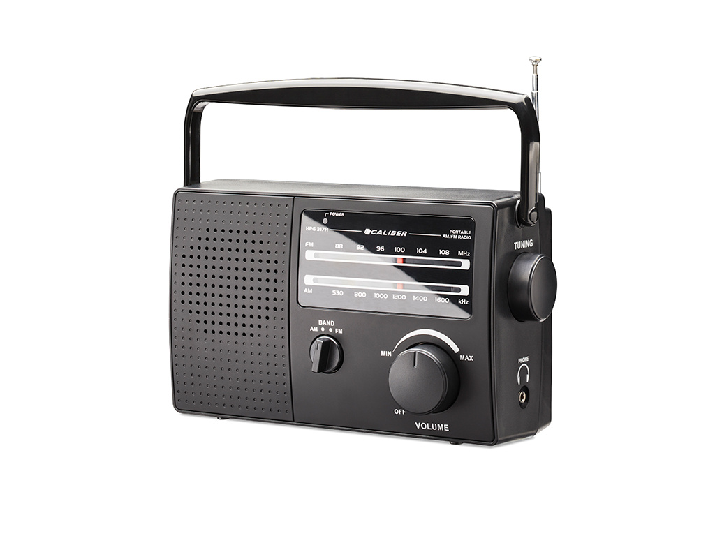 Radio portátil Retro 3000 - Pilas o cable de alimentación - Radio AM/FM con  asa y salida para auriculares - Negro (HPG317R-B) - Caliber