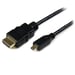 StarTech.com Cable de 2m Micro HDMI a HDMI con Ethernet - Vídeo de 4K a 30Hz - Cable Adaptador Conversor Micro HDMI Tipo D de alta velocidad a HDMI 1.4 - HDMI UHD - Macho a Macho