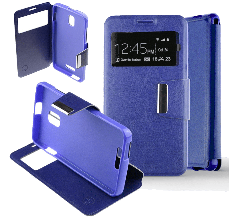 Etui Folio compatible Bleu Alcatel One Touch Pop Star