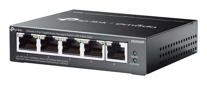 TP-Link Omada ES205G Gestionado Gigabit Ethernet (10/100/1000) Energía sobre Ethernet (PoE) Negro