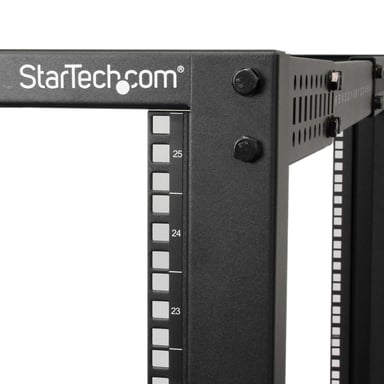 StarTech.com Rack Serveur Mobile 25U 4 Poteaux, Rack Réseau 19'' 4 Poteaux avec Roulettes, Rack Roulant avec Profondeur Ajustable pour PC/AV/Données/Informatique - Roulettes, Pieds de nivellement ou Fixation au Sol