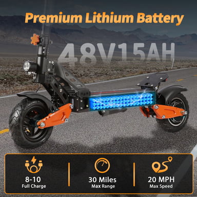 Patinete eléctrico TOURSOR X1 con asiento, batería de 48 V y 16 Ah, neumáticos de 10 pulgadas - azul