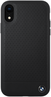 BMW Coque en cuir véritable perforé pour Apple iPhone XR, Noir