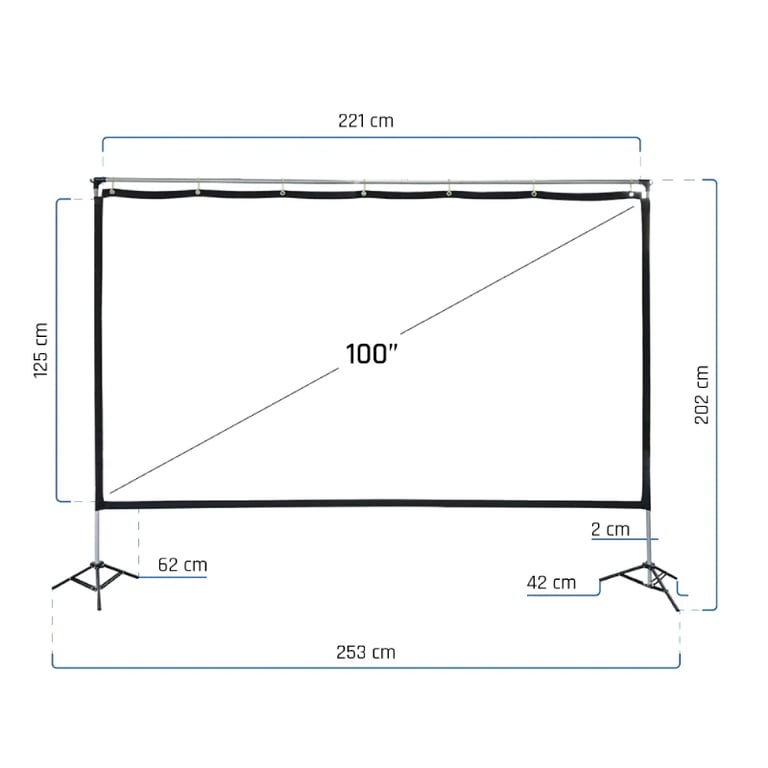 iggual Écran de Projection 100" Panoramique 16:9 Pliable et Portable avec Support Angle Vision 120° Adapté Intérieur et Extérieur 4k Compatible Tout projecteur Sac Transport Inclus 221x124 cm - vue 2