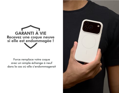 Coque renforcée MagSafe iPhone 17 Pro SILICONE 2m Blanc + Garantie à vie Force Case