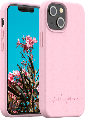 JUST GREEN Funda para iPhone 13 Mini Modelo Natura Compatible con Carga Inalámbrica Rosa