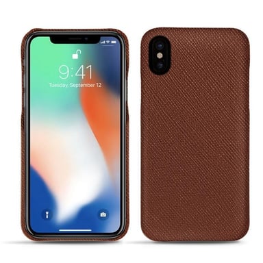 Coque cuir Apple iPhone Xs Max -  - Marron - Cuir saffiano
