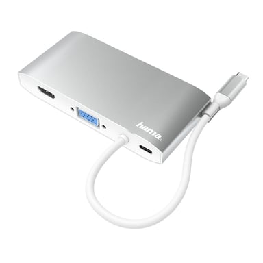 Hama 00200111 station d'accueil USB 3.2 Gen 1 (3.1 Gen 1) Type-C Argent, Blanc
