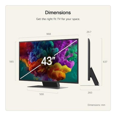 TV LG QNED MiniLED 43QNED87B6A 43'' 4K UltraHD 60Hz Smart TV WebOS HDR10 HLG IA Magic Remote