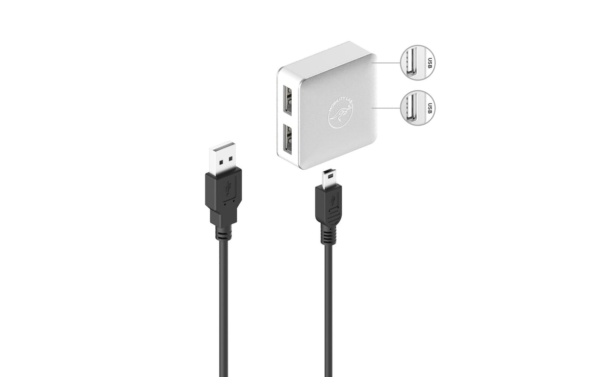 Mobility Lab Hub USB-C Multiporta 4 In 1 Con 4 Porte USB 3.0, Trasferimento Dati 5 Gbps, Design In Alluminio Grigio Siderale
