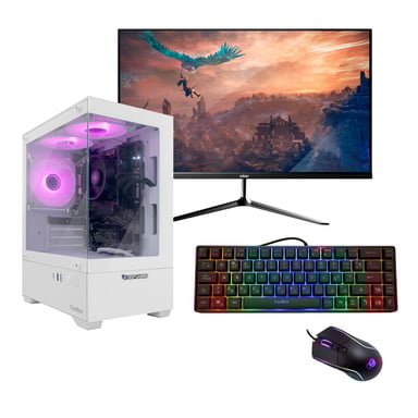 PC Gaming complet - Ordinateur de bureau DeepGaming Spectre AMD Ryzen 5-5600G/16Go/1To SSD + Pack Gaming / Windows 11, Blanc