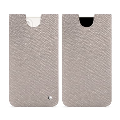 Pochette cuir Apple iPhone 15 Plus - Pochette - Gris - Cuir saffiano