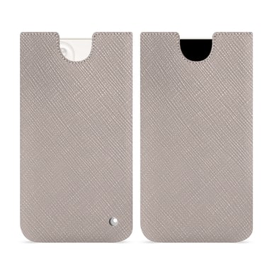Pochette cuir Apple iPhone 15 Plus -  - Gris - Cuir saffiano