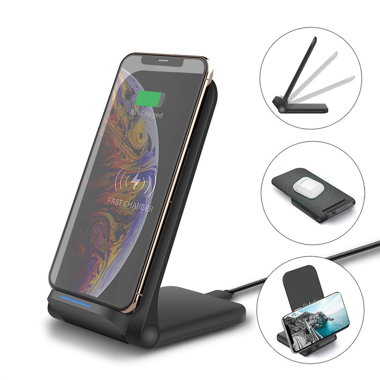 Chargeur sans Fil Pliable pour Smartphone Induction QI Support Bureau (NOIR)