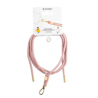 Bandoulière Cordon Universelle Amovible Rose avec détail gold Bigben
