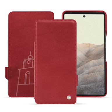 Housse cuir Google Pixel 7 Pro -  - Rouge - Cuir lisse premium