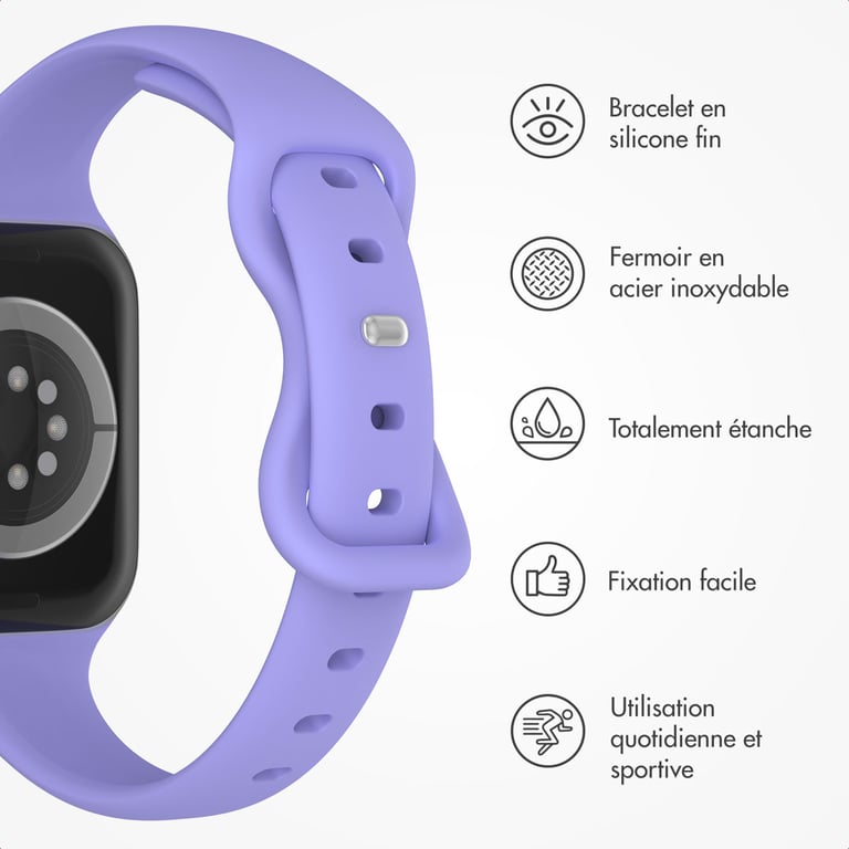 imoshion Bracelet slim en silicone pour Apple Watch | 38/40/41/42 mm - Lilas - Neuf