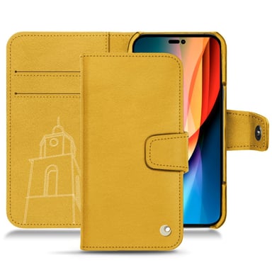 Housse cuir Apple iPhone 14 Pro -  - Jaune - Cuir lisse premium