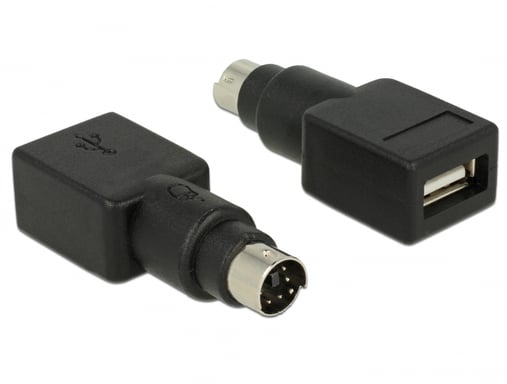 DeLOCK 65898 adattatore per inversione del genere dei cavi PS/2 USB tipo A Nero Acciaio inox (Delock - tastatur-/ musadapter - PS/2)