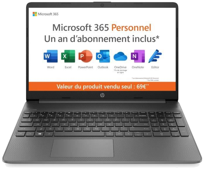 PC Portable HP 15s-fq0046nf - 15 HD - Intel Celeron N4020 - RAM 4 Go - 128 Go SSD - Windows 10S - AZ