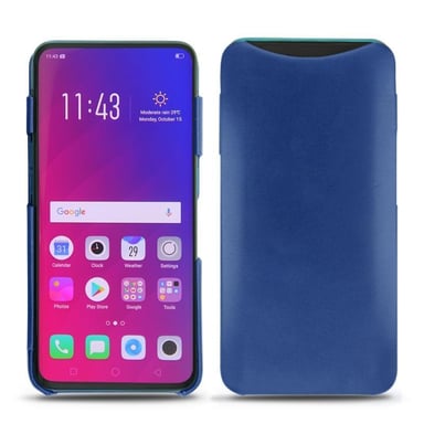 Carcasa de piel Oppo Find X - Tapa trasera - Azul - Piel lisa
