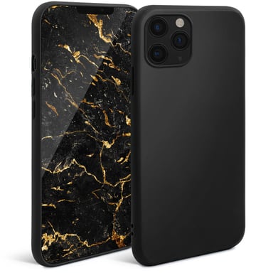 Moozy Minimalist Series Coque en silicone pour iPhone 11 Pro, noir – Finition mate fine et souple en TPU