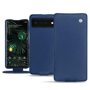 Housse cuir Google Pixel 6 Pro -  - Bleu - Cuir saffiano