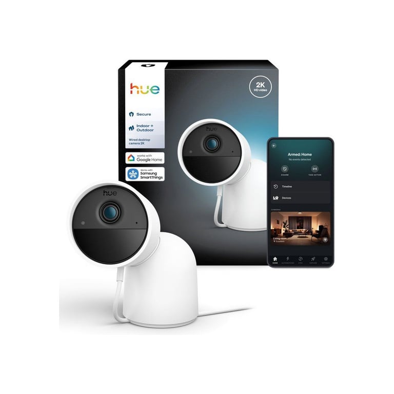 Caméra de sécurité connectée Philips Hue Outdoor Security Camera filaire 2K vision nocturne blanche - Neuf