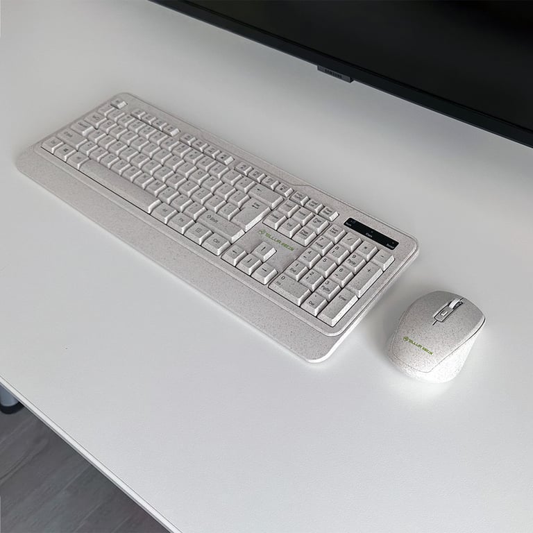 Kit clavier et souris sans fil Tellur Green, 2,4 GHz, récepteur nano, crème