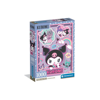 Puzzle 1000 pièces CLEMENTONI Compact Kuromi 70 x 50 cm avec poster Boîte compacte Pastel - Neuf