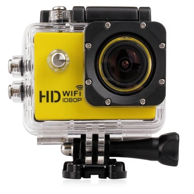 Caméra Wifi Sport Embarquée Plongée Caisson Caméscope Full HD 1080P Jaune 64 Go YONIS