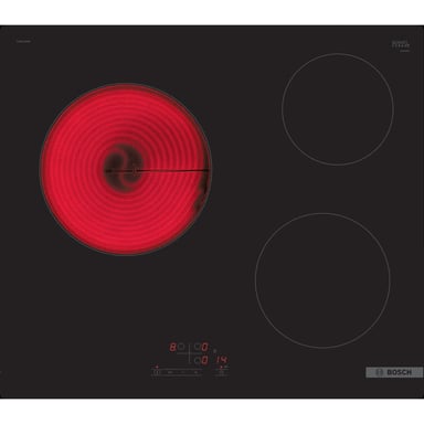 Plaque vitrocéramique Bosch Serie 4 PKM611BB8E 60 cm 3 foyers TouchSelect 5700 W Noir - Neuf